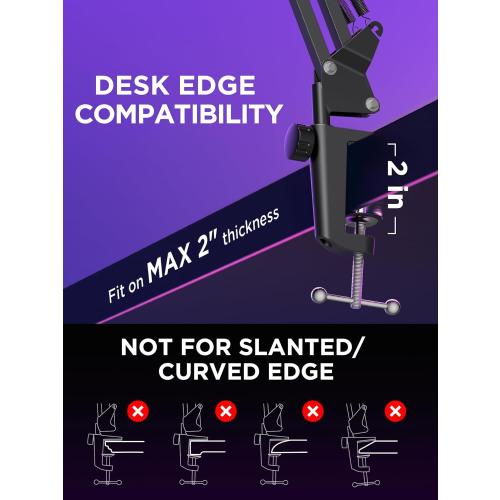 InnoGear Boom Arm Microphone Mic Stand for Blue Yeti HyperX QuadCast SoloCast Snowball Fifine Shure SM7B and other Mic, Large