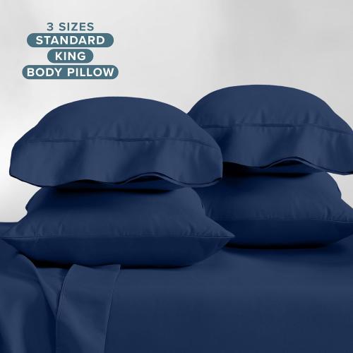 Bare Home Pillowcases Open End (Standard 4 Pack, Dark Blue)