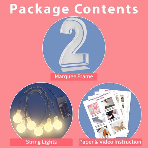 2FT Marquee Light Up Number, Marquee Numbers 2, Mosaic Balloons for Numbers, Light Up Numbers for 12th 20th 21st Birthday Party Decorations, Cardboard Numbers, Anniversary Decor