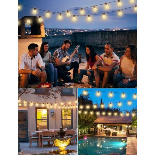 Brightever 120FT Outdoor String Lights Waterproof, LED Patio Lights with 34 S14 Shatterproof Vintage Bulbs12 (2 Spare), 2700K Outside Hanging Decorative Lights for Cafe, Bistro, Party, Birthday, Holiday