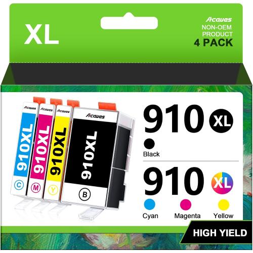 910XL Ink Replacement for HP 910XL Ink Cartridges Combo Pack, 4 Pack