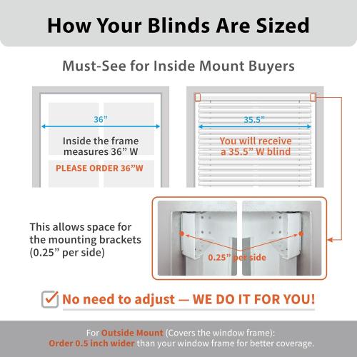 DEZ FURNISHINGS Cordless 2 Faux Wood Blind, 32 W x 48 H, White