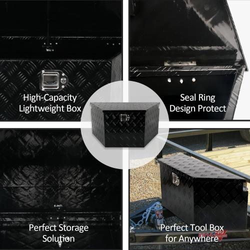 36 Inch Aluminum Trailer Tongue Tool Box 5 Bar Tread Wide Utility ToolBox for Pick Up Truck RV Storage Organizer Tool Box with Lock and Keys - 36X19X17.5 Black
