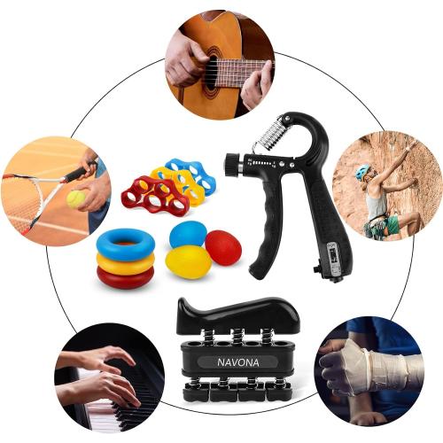 13 PCS Grip Strength Trainer Kit, Hand Gripper Strengthener, Forearm Strengthener, Finger Strengthener, Finger Exerciser, Stress Relief Ball, Forearm Workout Ring for Muscle Building and Injury Recover