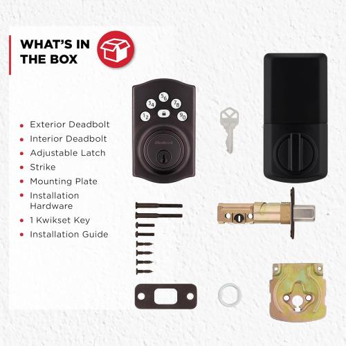 Kwikset Powerbolt 240 5-Button Keypad Matte Black Traditional Electronic Deadbolt Door Lock, Featuring Convenient keyless Entry, Customizable User Codes and auto Locking