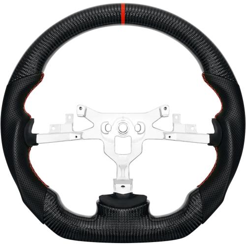 LOSCHEN Carbon Fiber Nappa Perforated Leather Steering Wheel for Chevrolet Corvette C6 2006-2013 ZR1 Z06, D-shaped Flat-bottom Steering Wheel