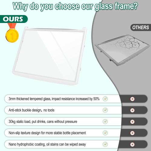 Upgraded AHT73514301 Refrigerator Tempered Glass Shelf Assembly Replacement Compatible with LG Refrigerator Parts Replace AP5676688 PS7788910 EAP7788910 Kenmore Refrigerator Glass Shelf