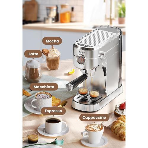 Gevi Commercial Espresso and Coffee Makers, Professional 20 Bar Espresso Maker with Milk Frother, Stainless Steel Expresso Coffee Machines for Home, Compact Cappuccino Machine, Great Gift