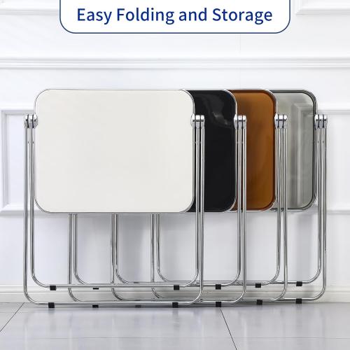 Size Small Color Copper and silver  Folding TV Tray Table- Clear Acrylic Foldable Table No Assembly Required Tiny Desk for Home Office Side Table Small Computer Desk for Small Spaces-Tawny