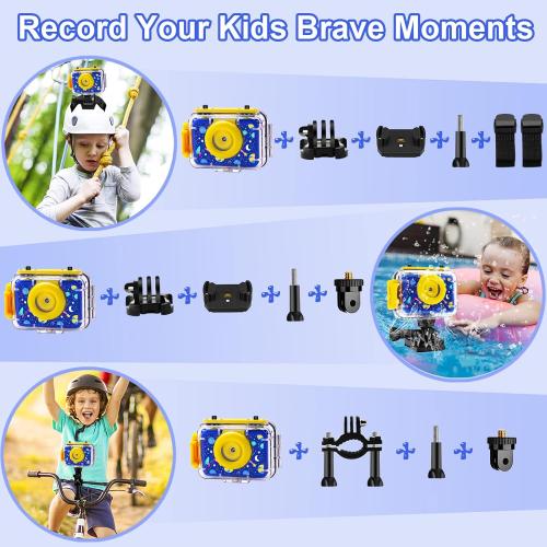 GKTZ Kids Camera - Waterproof Underwater Camera for Kids, Christmas Birthday Gifts for Boys Age 3-12, 1080P HD Children Digital Action Camera, Pool Toys for Kids Age 4-12