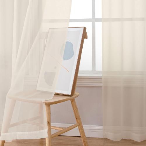 OWENIE Cream Sheer Curtains 84 inches Long 2 Panels Set for Bedroom Living Room, Soft Solid Living Room Sheer Curtain, Rod Pocket Light Filtering Curtains, 2 Pcs Each 42“ W x 84 L,Cream