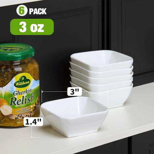 Mfacoy 6 Pack Soy Sauce Dishes, 3 oz Ceramic Dipping Bowls, Pinch Bowls, Small Dip Bowl Set, Sauce Dish Bowl, Mini Bowl for Side Dish, Ketchup, Soy, BBQ, Sushi, Party, Condiments Serving Bowl Set