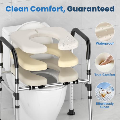 Toilet Seat Riser for Seniors, Raised Toilet Seat with Handles - FSA/HSA Eligible, Adjustable Height & Width, Supports 400 lbs - Universal Fit for Elderly, Handicap, Post-Surgery & Pregnancy