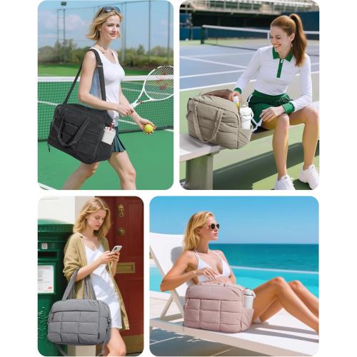 BAGSMART Small Gym Bag for Women, 23L Carry on Travel Duffle, Water-resistant Dance Bag with Shoe Compartment, Desert