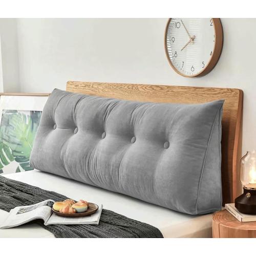 Grey Triangle Headboard Pillow, Soft Bolster Cushion for Backrest Support, Comfortable Positioning Pillow for Bed, Ideal for Reading & Relaxing