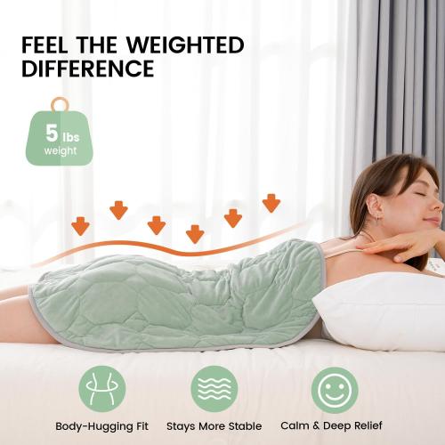 immtree Weighted Heating Pad for Period Cramps, 29 x 24 Extra Large Electric Heated Pads 5 lbs, Back Shoulder Knee Abdomen Pain Relief, Soft Warm Heavy Lap Blanket, Christmas Gifts, Grey Green