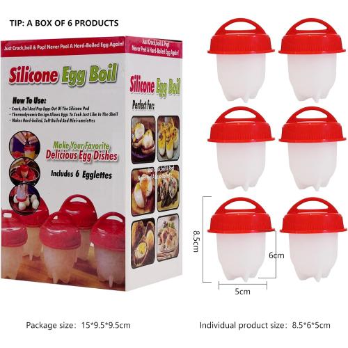 Hard Boiled Egg Maker, 6-Piece Shell-Free Egg Cooker Set, Non-Stick Easy-Clean Multifunctional Egg Boiler Kit, white