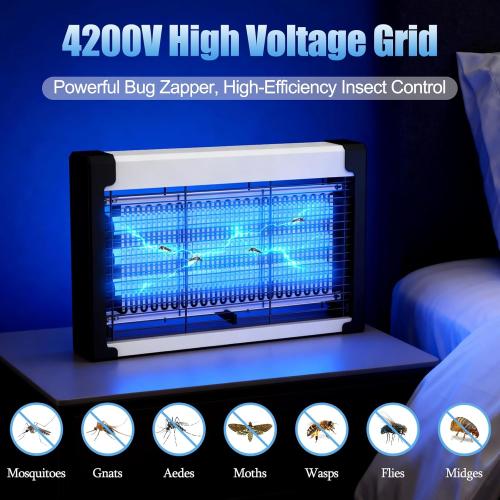 Indoor Bug Zapper, 20W Insect Killer & Mosquito Trap with UV Light, 3-Lamp Electric Fly Zapper for Home, Kitchen, Bedroom & RV