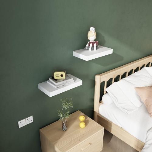 WELLAND 9 Deep White Floating Shelf Set of 2, Wall Shelves for Bathroom, Living Room, Bedroom, Modern Home Decor, 16 W x 9 D x 2 H