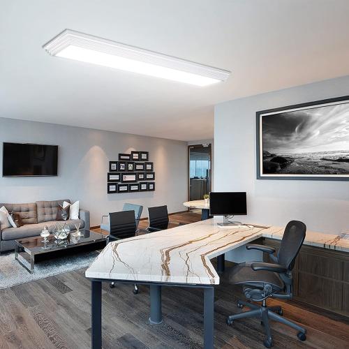 FAITHSAIL Dimmable 4FT LED Wraparound Light, Selectable 3 Color Temperature 3000K/4000K/5000K CCT 50W 5500LM 4 Foot Kitchen LED Light Fixture, Flush Mount 48 Inch Ceiling Lighting Fixture, 1 Pack