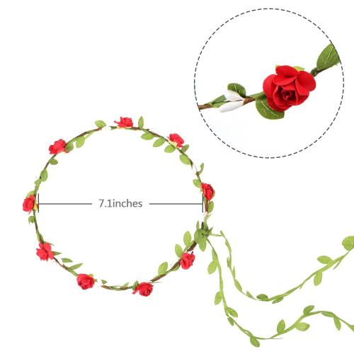 EBOOT 15 Pieces Assorted Colored Flower Crown Wreath Headband Garland Multicolor Headbands Floral Headpiece for Wedding Festival Vacation Fairy Party Photography Props