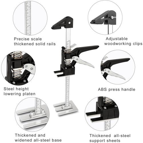 EnryKuo Labor Saving Arm Jack 2 Pack,15.5 Inch Multifunctional Furniture Lifter Jacks for Installing Cabinets and Wall Tile Height Adjuster Handheld Tool