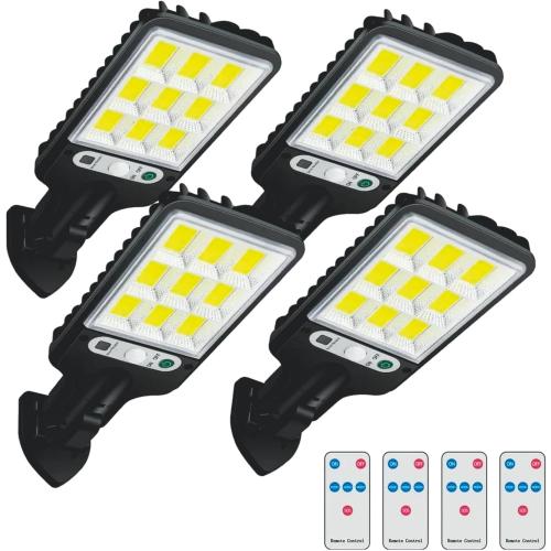 4 Pack Solar LED Outdoor Light with Remote Control, Wall Mount, Motion Sensor, Wireless