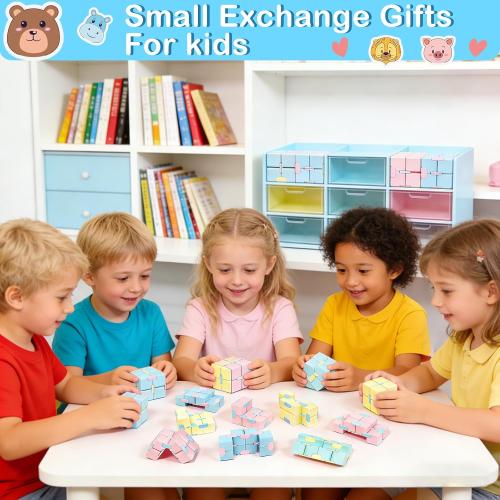 28 Pack Infinity Magic Toys for Kids, Hand Held Magic Sensory Stress Cube Toys- Anxiety Stress Relief Fidgeting Games for Teens Boys Girls Classroom Exchange Gifts Party Favors