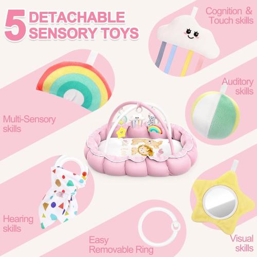 OCATO Baby Play Mat Tummy Time Mat Play Gym Activity Center Baby Girl Gifts | Baby Play Gym from Baby to Toddler Skills Development Baby Essentials Baby Shower Gifts Boy Girl for Babies