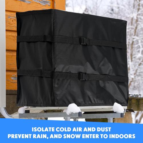 2 Pcs Window Air Conditioner Cover Indoor Outdoor Adjustable Waterproof Window Ac Cover Outdoor with Drawstring for Winter(White & Black,Inside 17 x 14 x 3.5 in, Outside 17 x 12 x 13 in)