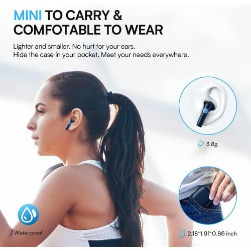 BEBEN Wireless Earbuds Bluetooth Headphones, Touch Control Stereo Sound Bluetooth Earbuds with Mic, 35H Playtime Waterproof Wireless Ear Buds with Type C Charging Case for iPhone Android (Blue)