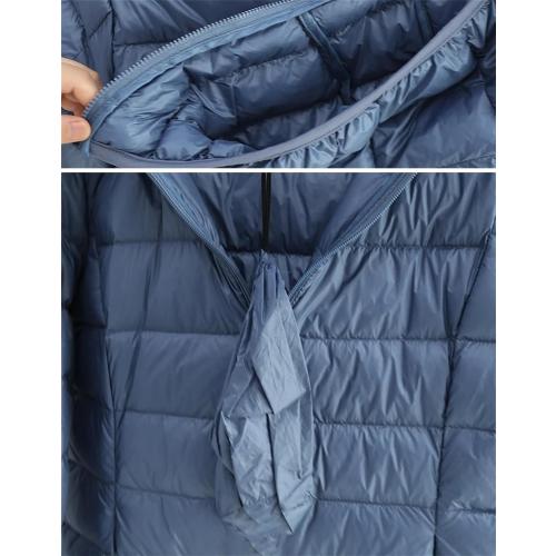 XL Women Hooded Down Coat Light Thin White Duck Down Jacket Parkas Ladies Long Warm Puffer Outwears