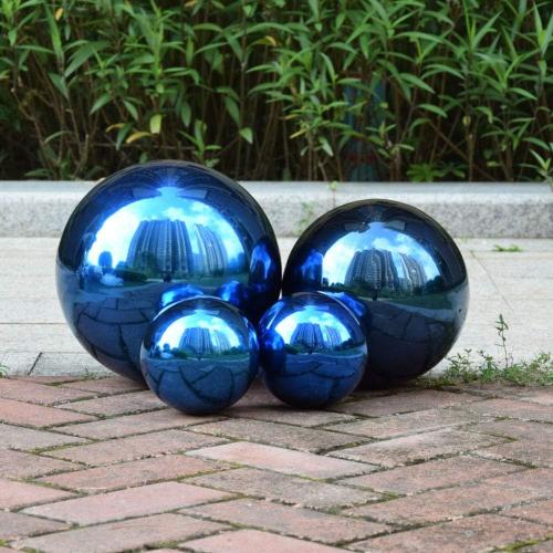 12 inches in Gazing Ball,Seamless Blue Stainless Steel Polished Reflective Smooth Mirror Garden Sphere Globe,Props of Photography,Colorful Addition to Any Garden Home