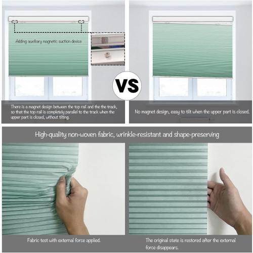CREAM AND WHITE Boolegon Top Down and Bottom Up Light Filtering Cellular Shades Cordless Honeycomb Blinds for Windows Custom Size, White, Any Size