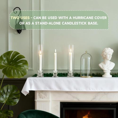 20 Pack Glass Hurricane Candle Holders 12.6 Open Ended Candlestick Holder Tubes Clear Bottomless Cylinders Suitable Taper LED Candles for Wedding Party Christmas Table Centerpiece Decor