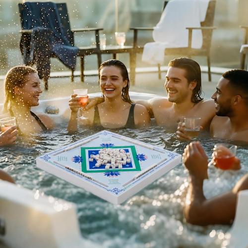 19x19 Inches Mahjong Floating Game Table for Pool Adults Pool Games Tray for Mah Jong Card Games Dominoes Poker Floater Tables for Indoor Outdoor Swimming Pool Hot Tub Lake(Blue Green)