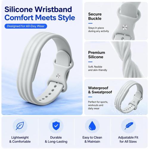 Silicone Bands for Google Fitbit Air Band, Ultra-Soft Silicone Replacement Strap, Adjustable Sweatproof Wristband for Sleep Tracking, Fitness, Running, Workout & Daily Wear for Women Men