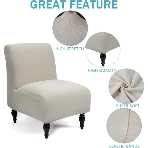 Armless Accent Slipper Chair Cover Slipcover,Stretch Spandex Removable Jacquard Non-Slip Silp Cover for Accent Chair Without arms Furniture Protector for Living Dining Room