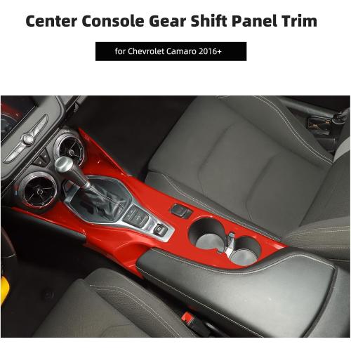 CheroCar Center Console Gear Shift Panel Trim Cover Interior Decoration for Chevrolet Camaro 2016  (Red)
