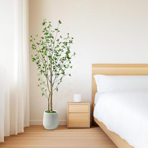 Bellacat 6ft Artificial Minimalist Citrus Tree with Lifelike Leaves, 72in Faux Citrus Tree with Realistic Trunks, Faux Tree Indoor Outdoor for Home Office Living Room Bedroom Porch Decor.