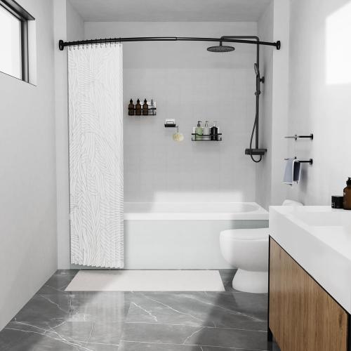 Curved Shower Rod - 43-72 Inches Adjustable, Rustproof Aluminum, Curved for Bathroom, Need to Drill, Black