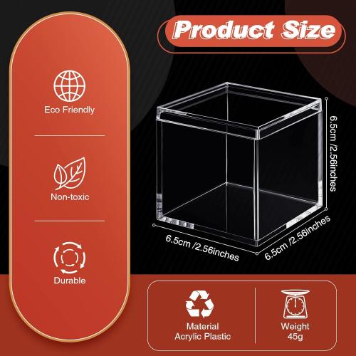CHENGU 18 Pack Acrylic Boxes Clear Cube Small Square Storage Box with Lid Acrylic Display Small Container Clear Candy Cubes for Candy Jewelry Display(2.6 x 2.6 x 2.6 Inch)