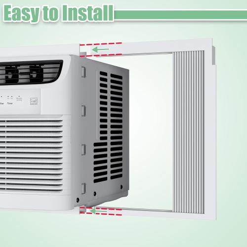 Window AC Side Panels with Frame Set,Air Conditioner Accordion Filler Curtain Replacement for Window AC Units,Fits Most 8,000 BTU Units,White,2 Pack