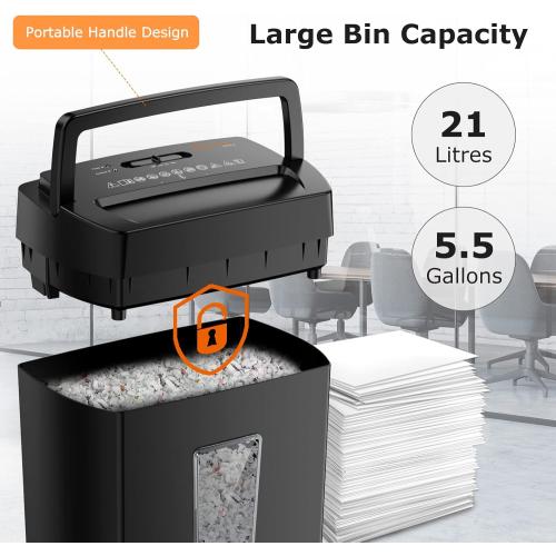 Bonsaii 12-Sheet Cross Cut Paper Shredder, 5.5 Gal Home Office Heavy Duty Shredder for Paper, Credit Card, Mail, Staples, with Transparent Window, High Security Level P-4 (C275-A)