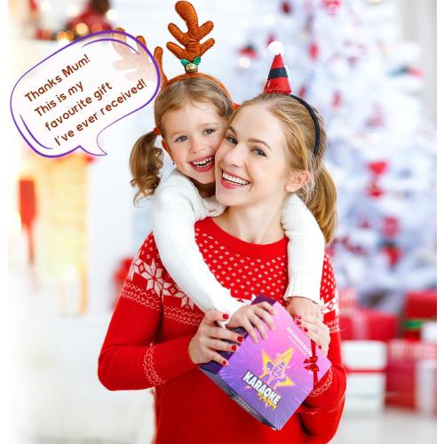 Mini Karaoke Machine with 2 Wireless Microphones, TOP Kids Gifts for Girls Ages 3, 4, 5, 6, 7, 8, 9, 10, 11, 12  Years Old, 4-12th Christmas Birthday Toy Gift for Girls Boys Party (Purple)