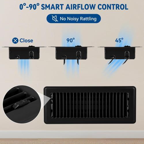 4 x 12 Floor Register Vent Covers 4-Pack, Black