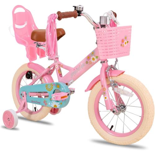 JOYSTAR 12 14 16 Inch Kids Bike with Training Wheels Girls Bike with Doll Seat Basket & Streamers Kids Bicycle for Girls 2-7 Years Toddler Girl Bikes