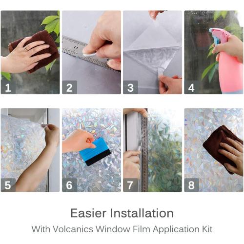 Volcanics Privacy Window Film Decorative Window Cling Glass Film Reflective 3D Window Film 60 x 200CM Non-Adhesive Window Stickers Static Cling Window Covering