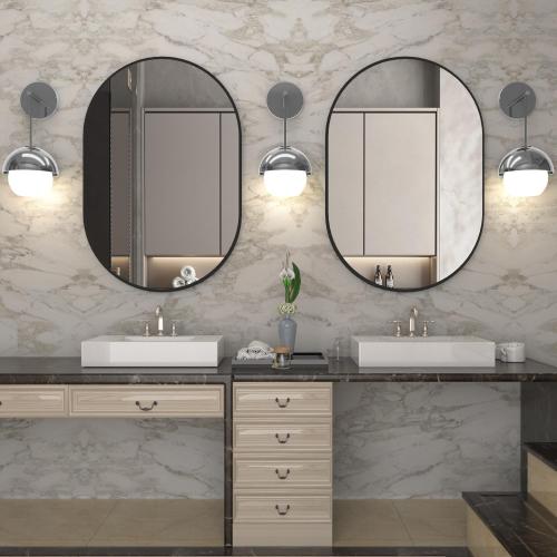 Oval Bathroom Mirror Wall Vanity Oval Mirrors, 20x30 Black Bathroom Mirrors for Over Sink Pill Mirrors Capsule Wall Mounted Mirror, Modern Mirror with Metal Frame for Wall Decor