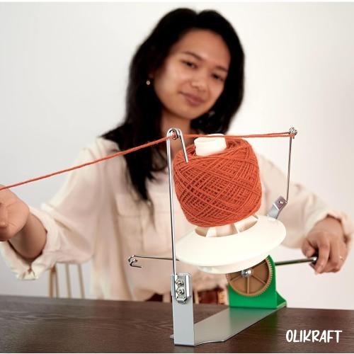 Olikraft Large Yarn Winder Large Capacity 10-16 oz - Hand Operated Metal Jumbo Yarn Winder - Durable Crochet Tools & Accessories